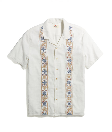 Embroidered Short Sleeve Shirt in Natural