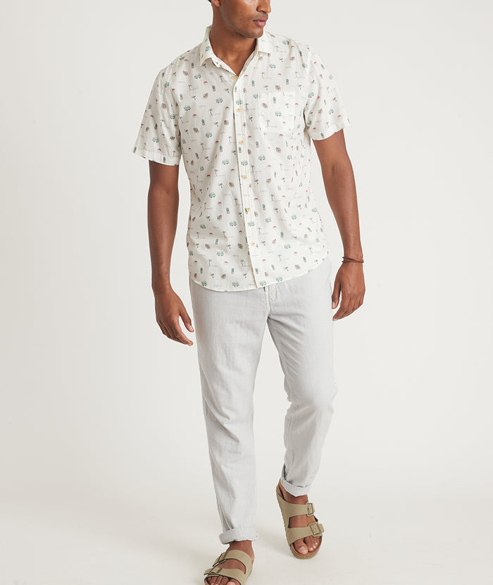 Short Sleeve Cotton Rayon Shirt in ML Print – Marine Layer