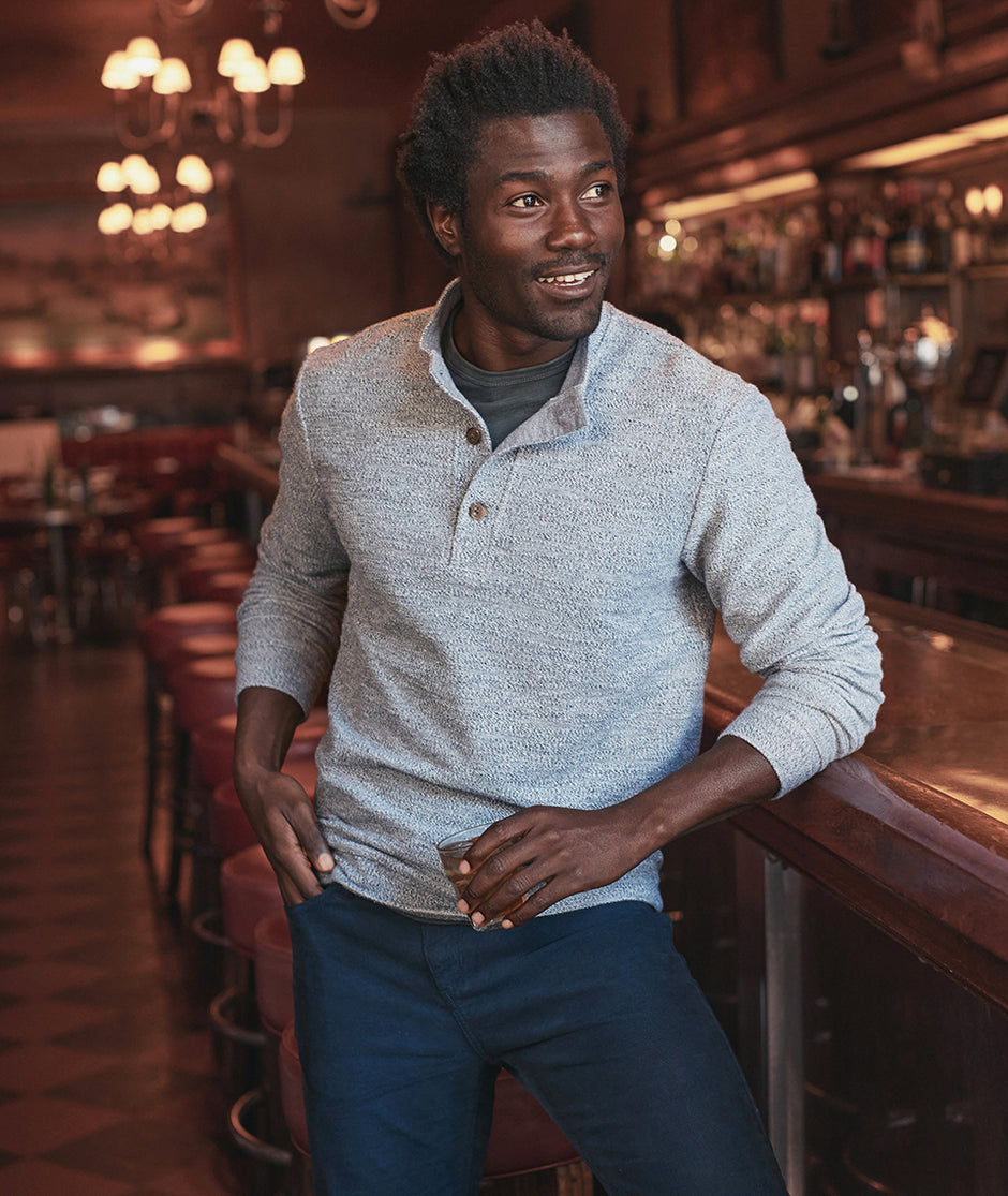 Clayton Textured Pullover in Salt and Pepper