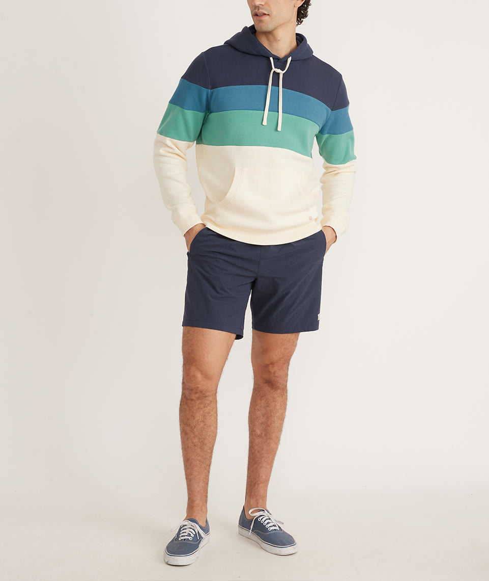 Indigo Pullover in Layer Hoodie Colorblock Marine – Colorblock Mood