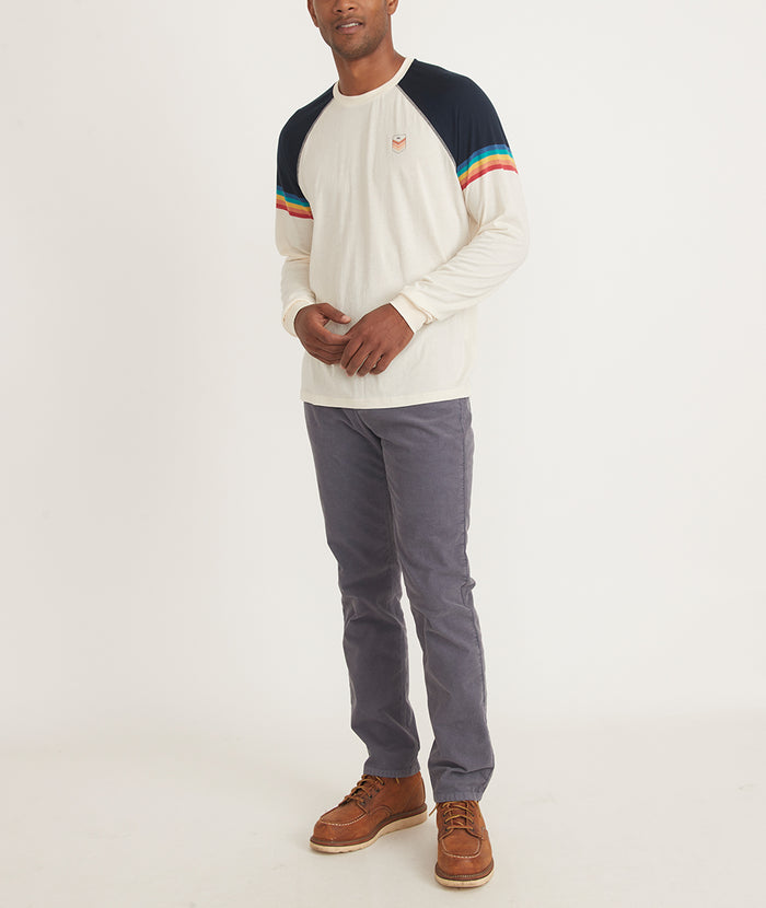 Colorblock Antique Layer Tee in Marine – White