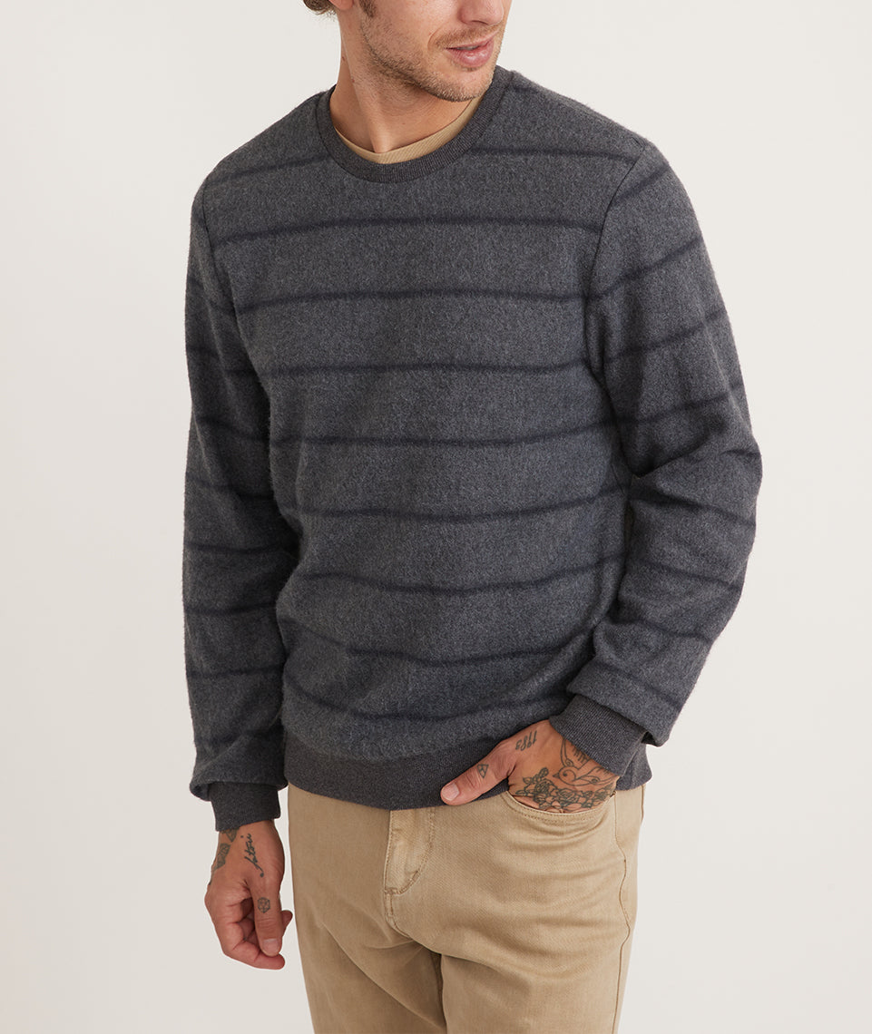Marine Layer Reed Jacquard Crew Sweater Multi Stripe XL