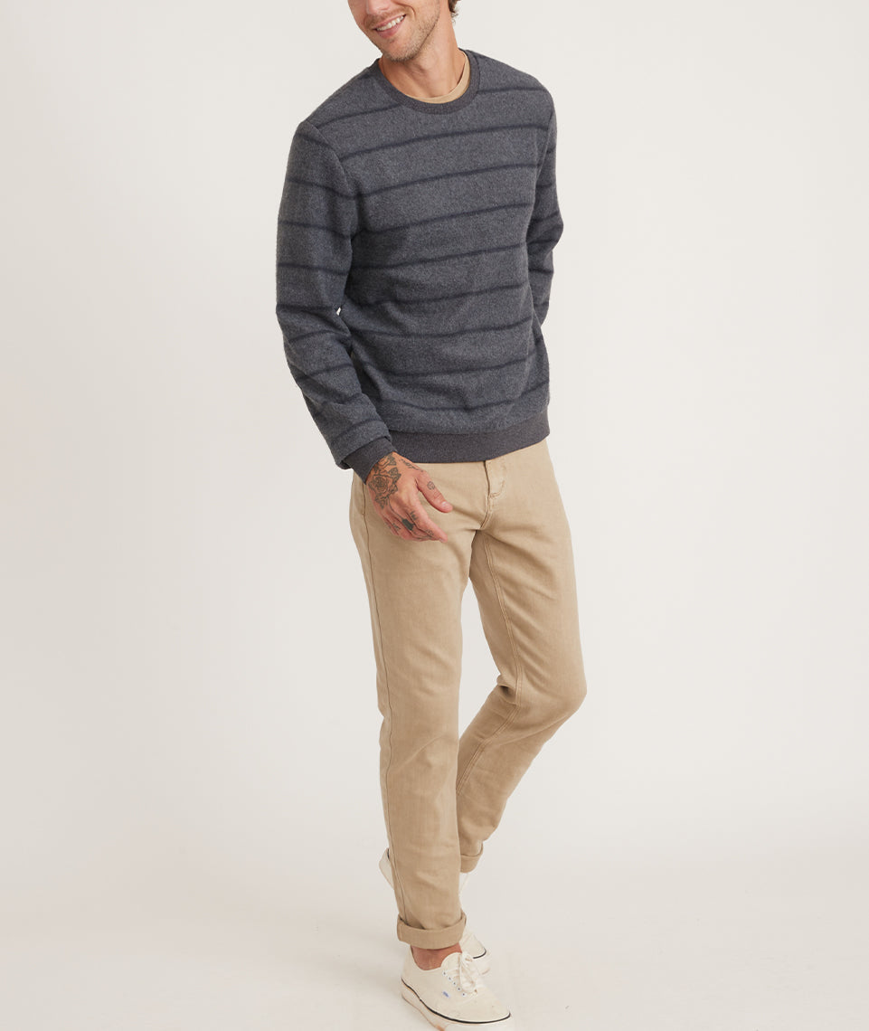 Marine Layer Reed Jacquard Crew Sweater Multi Stripe XL