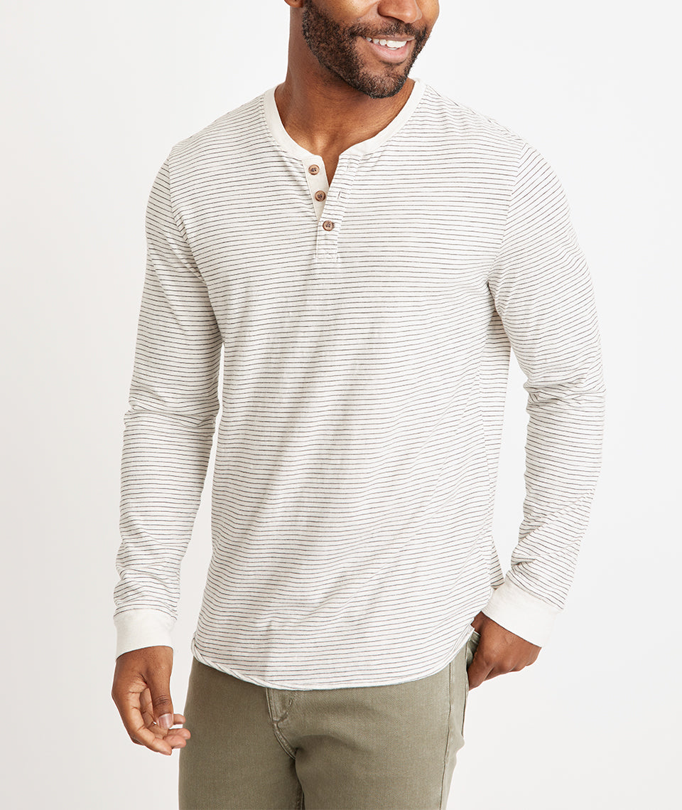 Lightweight Henley in Natural/Black Stripe – Marine Layer