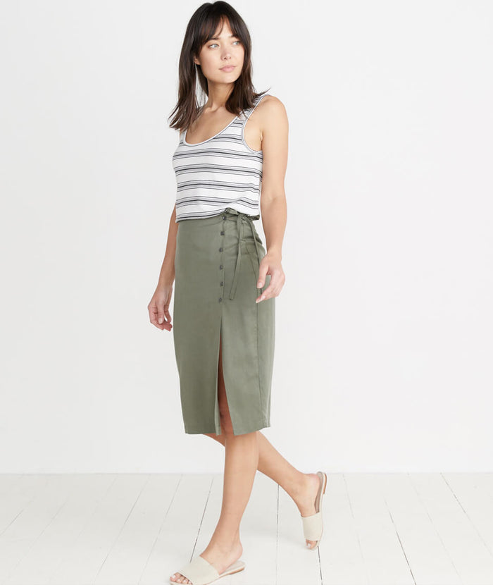 Layla Wrap Skirt in Dusty Olive – Marine Layer