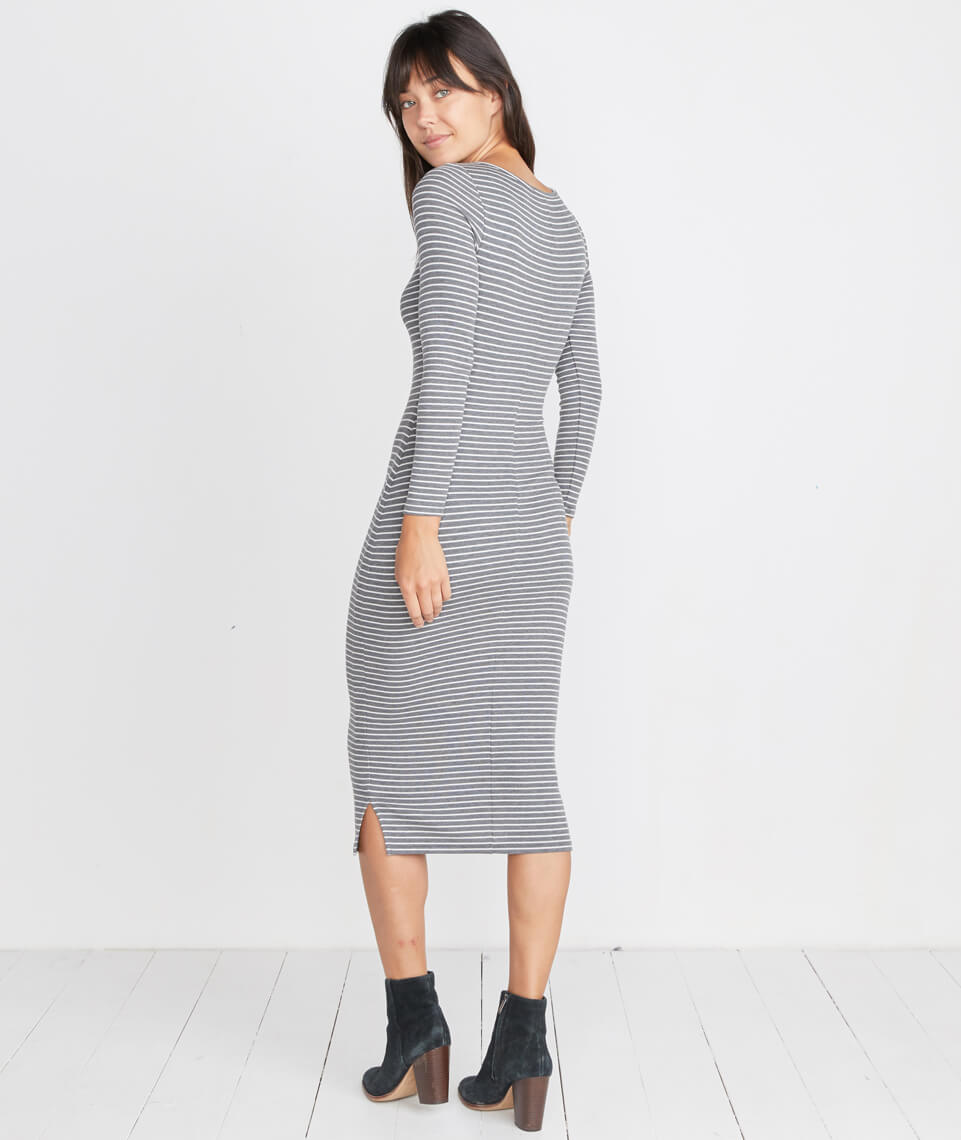 White and Grey Stripe Dress
