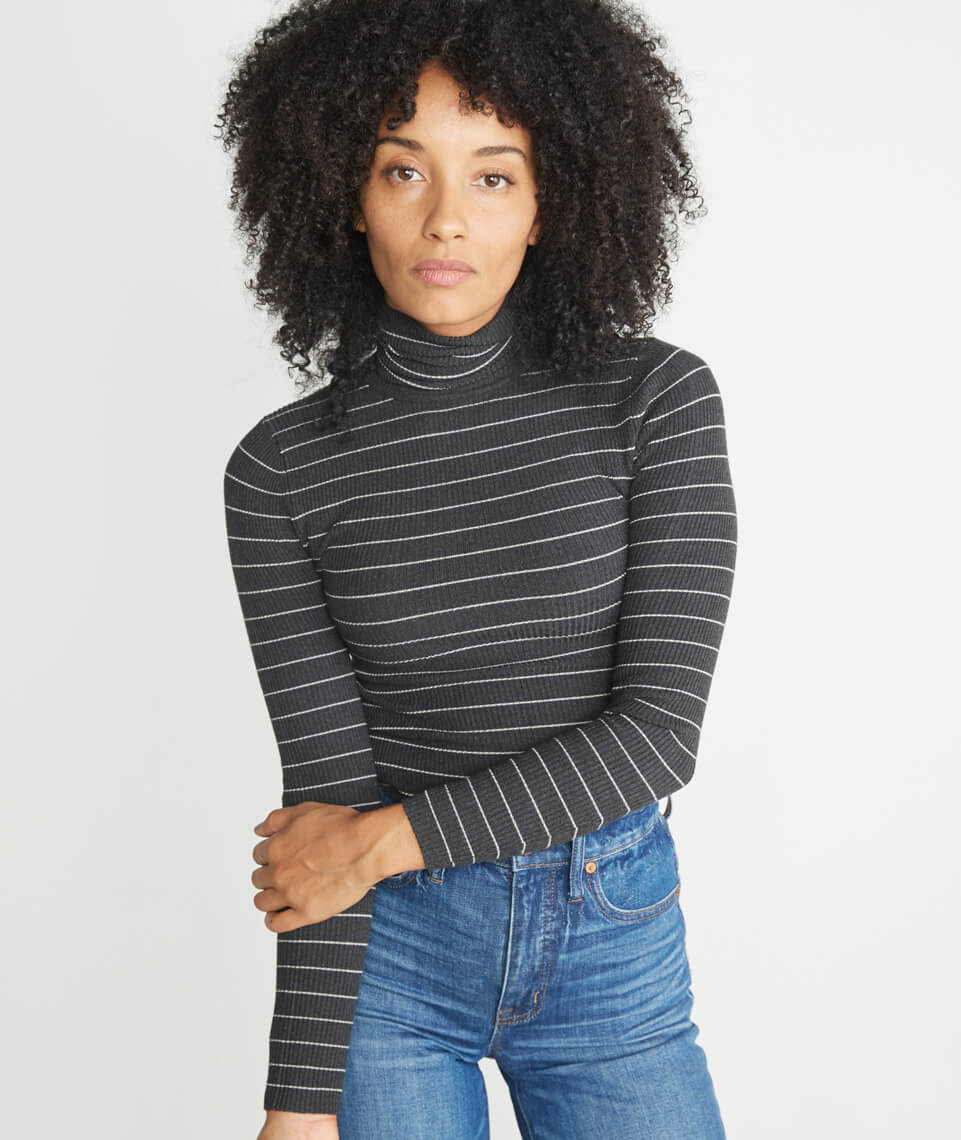 Piper Turtleneck in Charcoal Stripe – Marine Layer