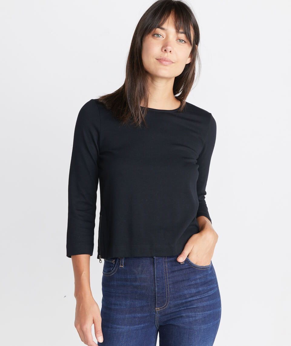 Polly Cropped Tunic in Graphite – Marine Layer