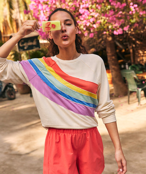 Vintage Terry Sweatshirt in Rainbow Wave