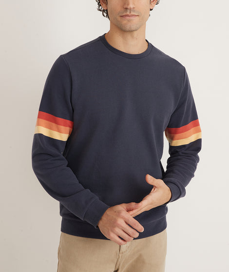 Stripe Sleeve Sweatshirt in Blue Nights Sunset
