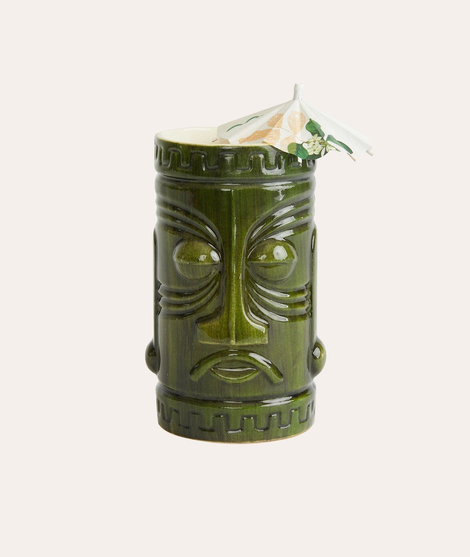 Vintage Tiki Mask Mug in Dark Green
