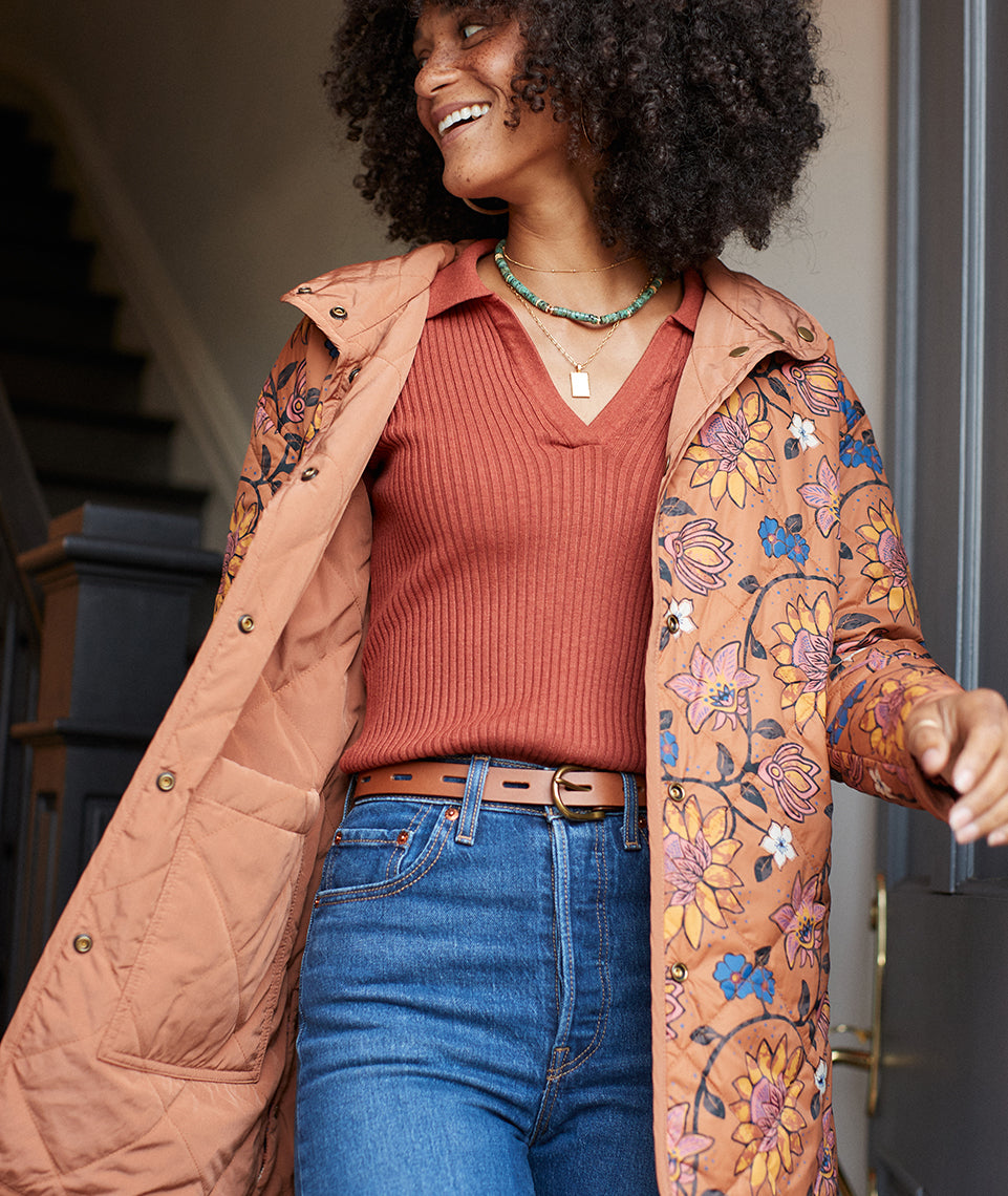 Reversible Timber Cove Quilted Jacket in Amber Brown – Marine Layer