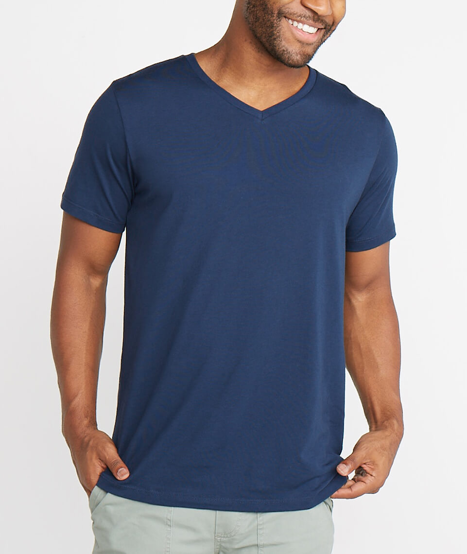 Signature V-Neck Tee in True Navy – Marine Layer